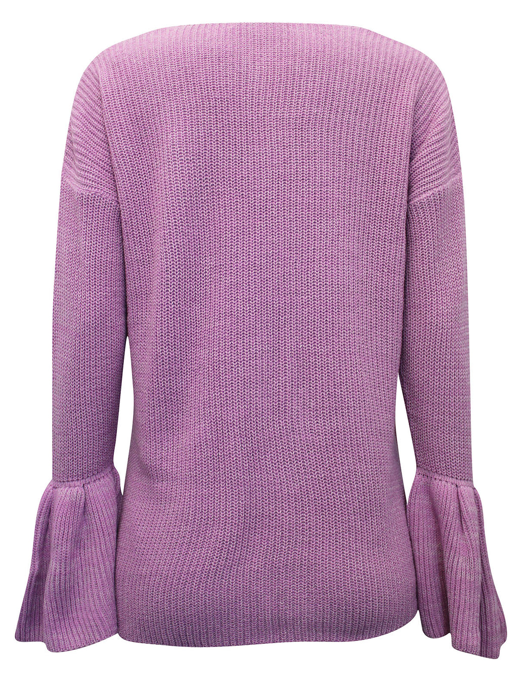 Ladies V-Neck Long Sleeve Trumpet Cuff Jumper