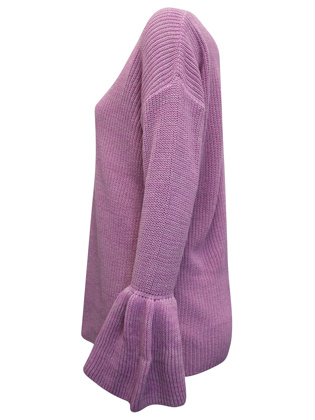 Ladies V-Neck Long Sleeve Trumpet Cuff Jumper