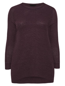 Ladies Chunky Rib Trimmed Longline Plus Size Jumpers