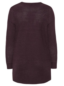Ladies Chunky Rib Trimmed Longline Plus Size Jumpers