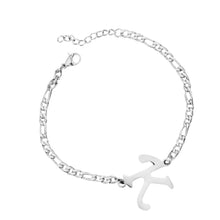 Load image into Gallery viewer, Ladies Girls Silver Stainless Steel Titatnium Single Letter Initial Bracelets

