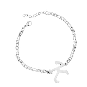 Ladies Girls Silver Stainless Steel Titatnium Single Letter Initial Bracelets