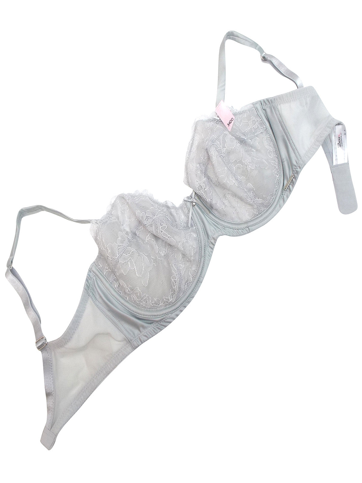 Ladies Boux Avenue Silver Lace Full Cup Underwired Support Bra