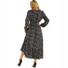 Load image into Gallery viewer, Ladies Black Multi Floral Elasticated Waist Maxi Summer Longsleeve Long Dress
