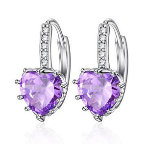 Ladies Girls Cute Silver Sterling Crystal Huggie Hoop Earrings