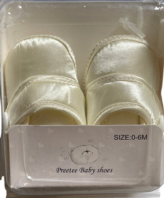 Baby Boys Girls Ivory Bootie Christening Baptism Satin Soft Shoes 0-12 Months