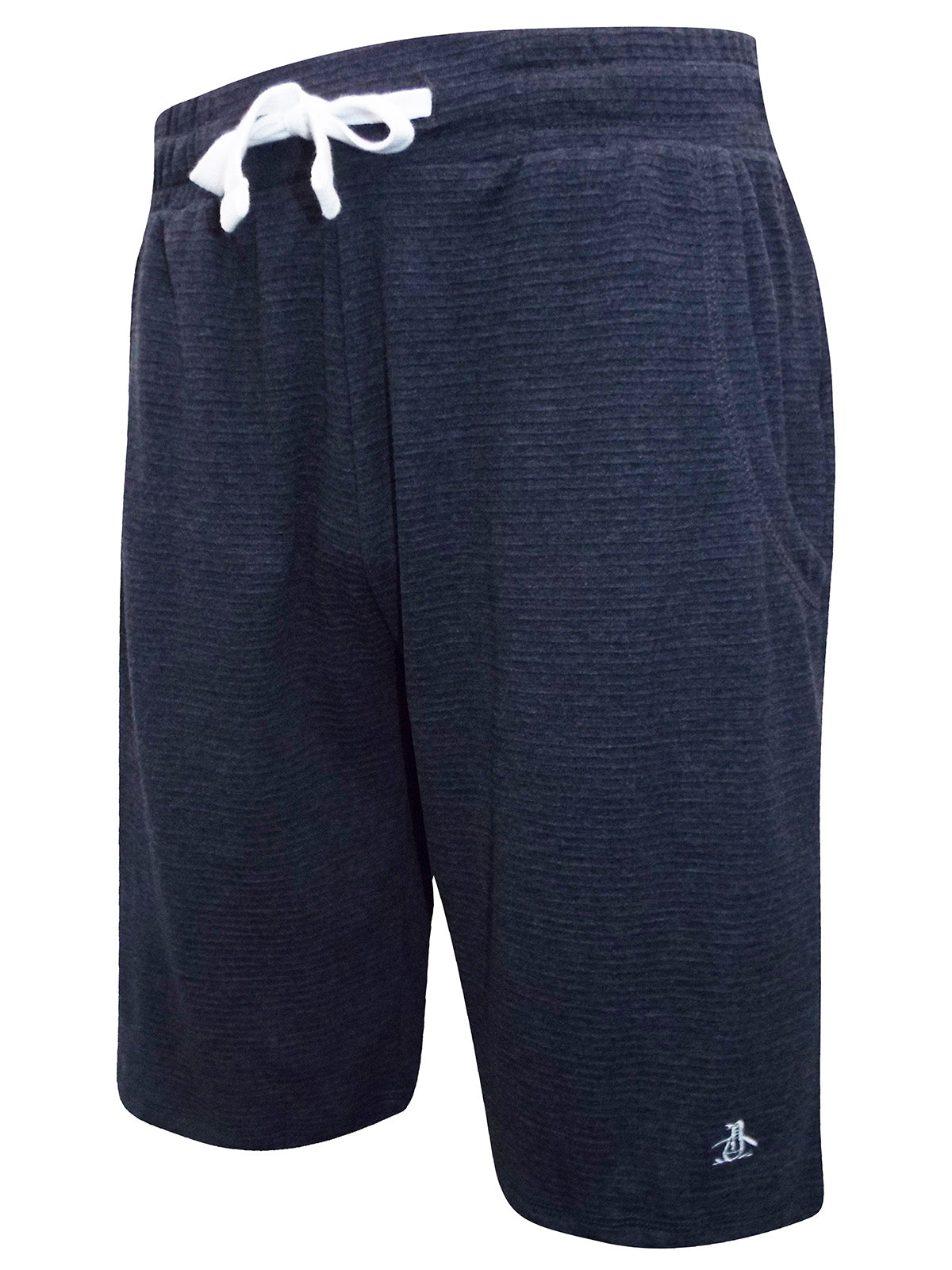 Mens Penguin Drawstring Waist Ribbed Cotton Gym Casual Shorts
