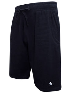 Mens Penguin Drawstring Waist Ribbed Cotton Gym Casual Shorts