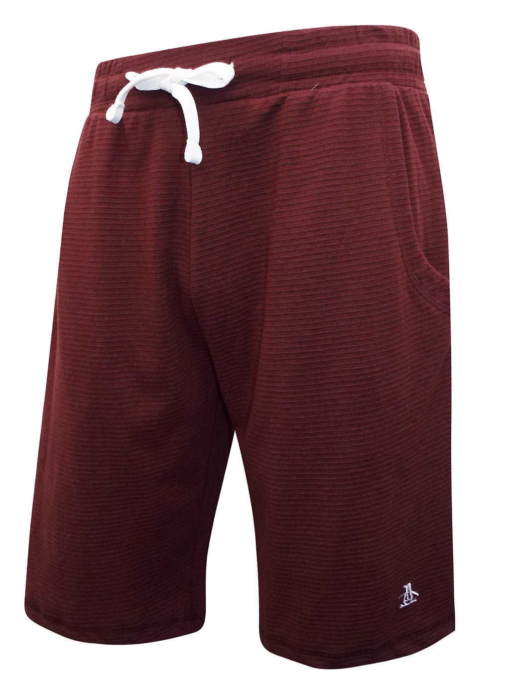 Mens Penguin Drawstring Waist Ribbed Cotton Gym Casual Shorts
