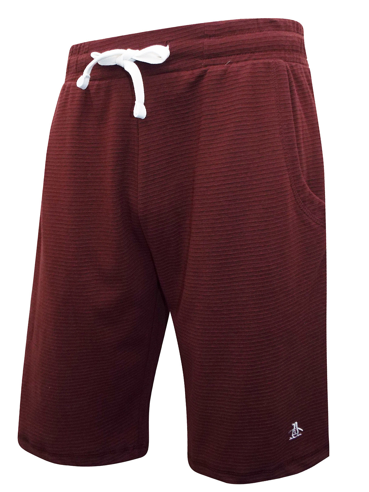 Mens Penguin Drawstring Waist Ribbed Cotton Gym Casual Shorts