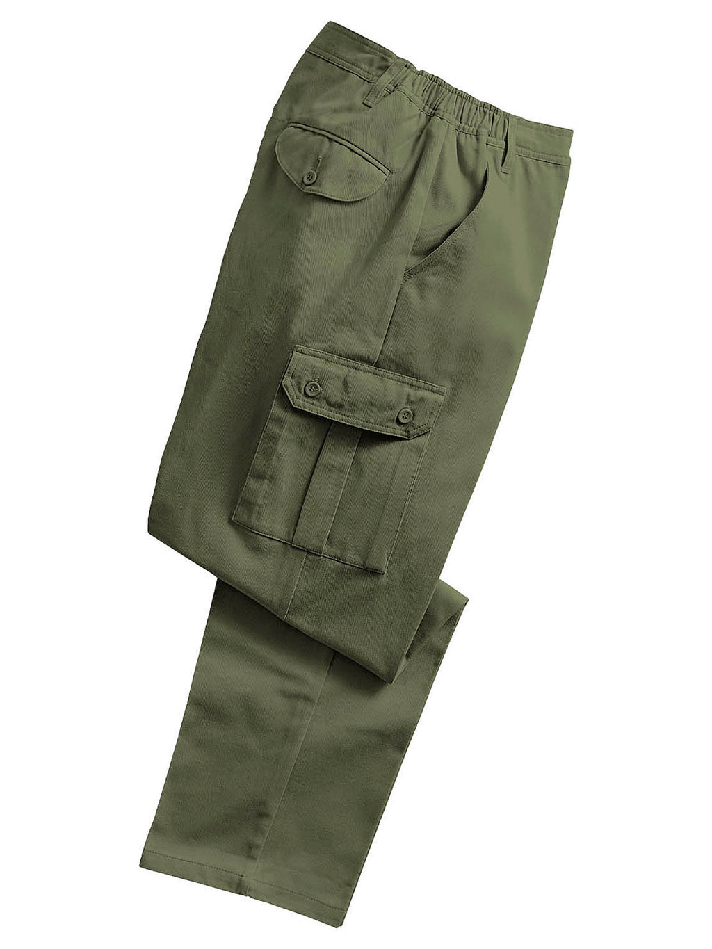 Mens Khaki Pure Cotton Cargo Trousers