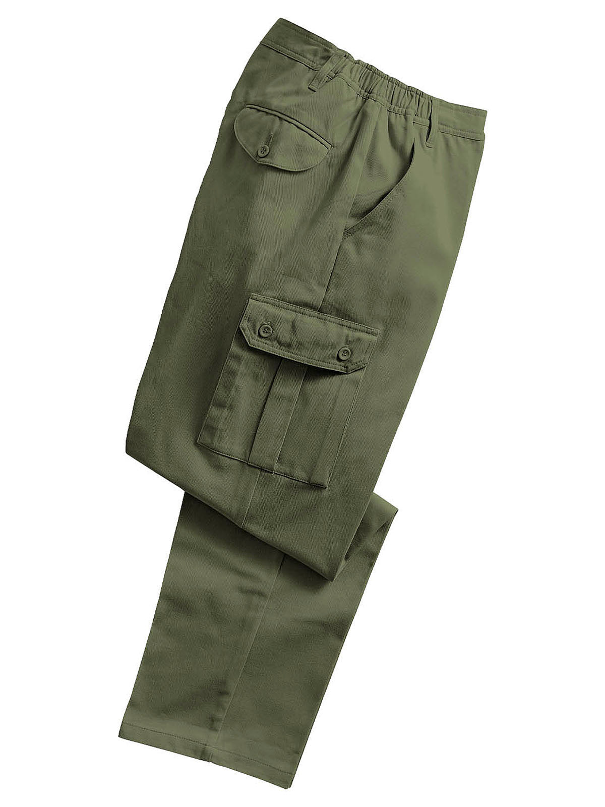 Mens Khaki Pure Cotton Cargo Trousers