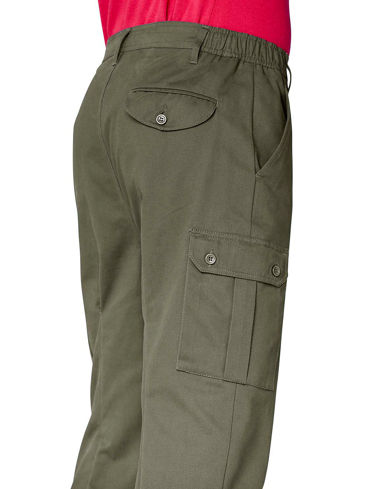 Mens Khaki Pure Cotton Cargo Trousers
