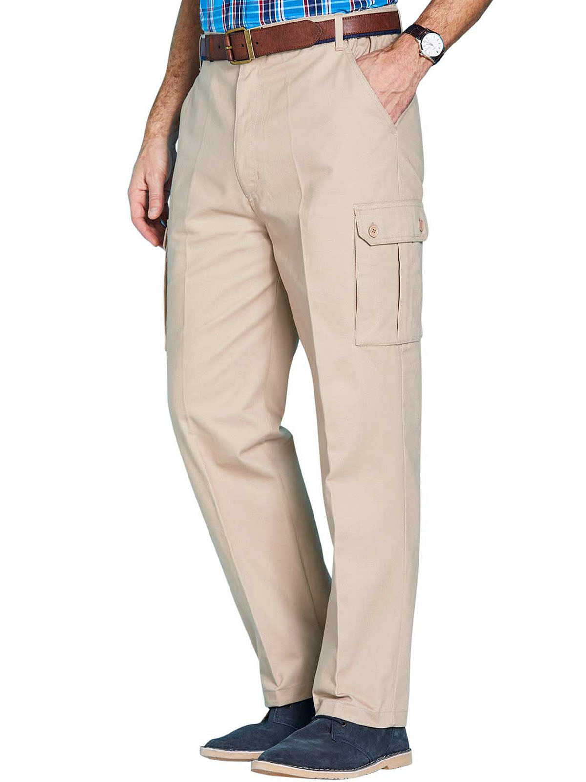 Mens Pure Cotton Cargo Trousers