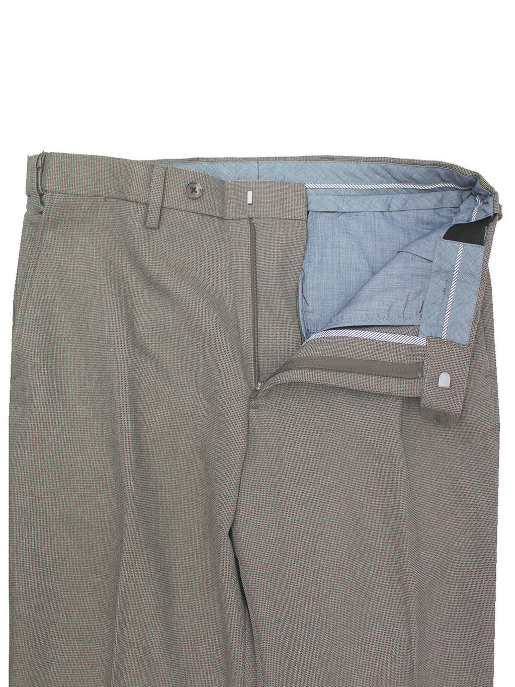 Mens Light Brown Wool Blend Regular Fit Flat Front Trousers