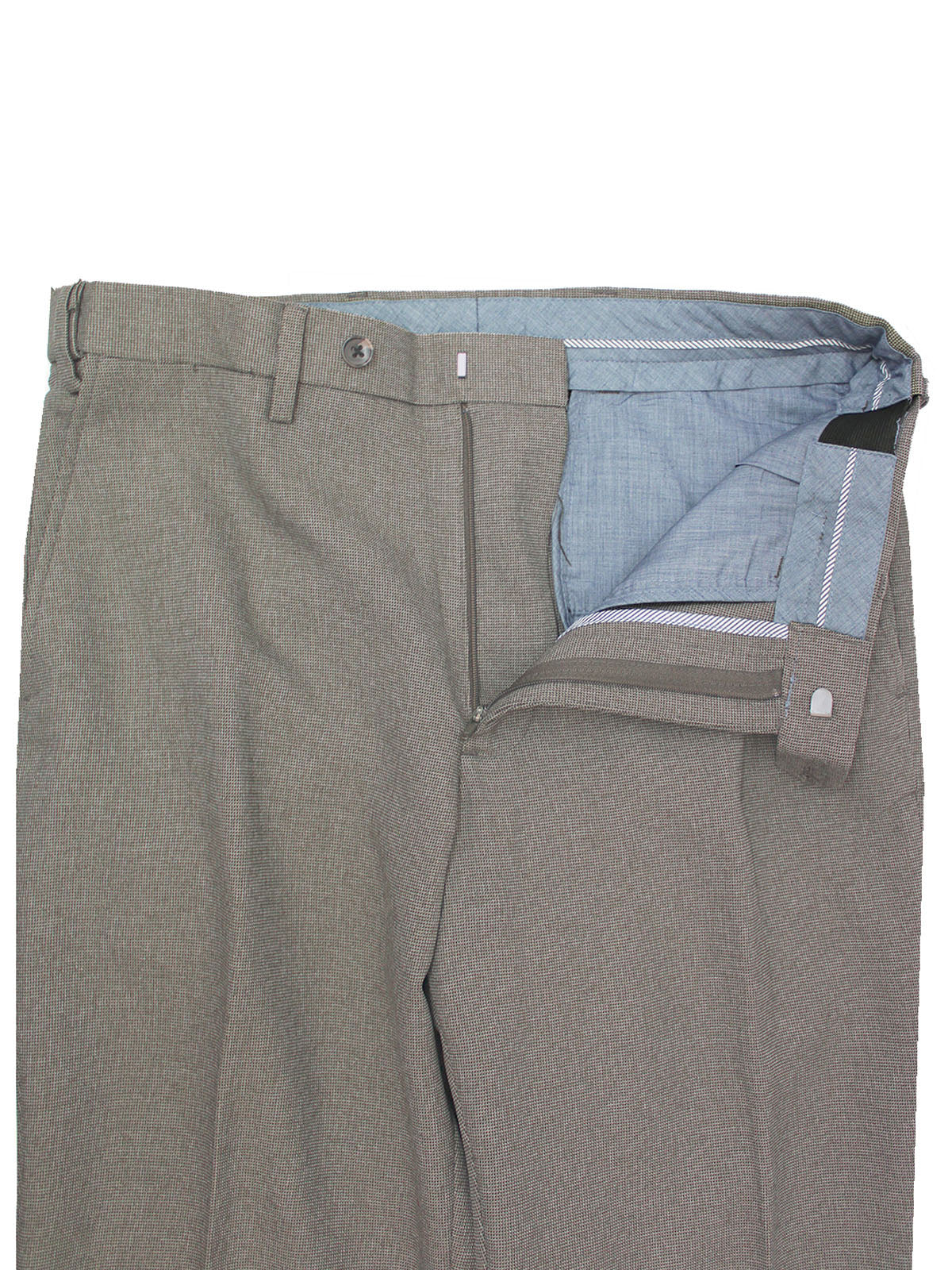 Mens Light Brown Wool Blend Regular Fit Flat Front Trousers
