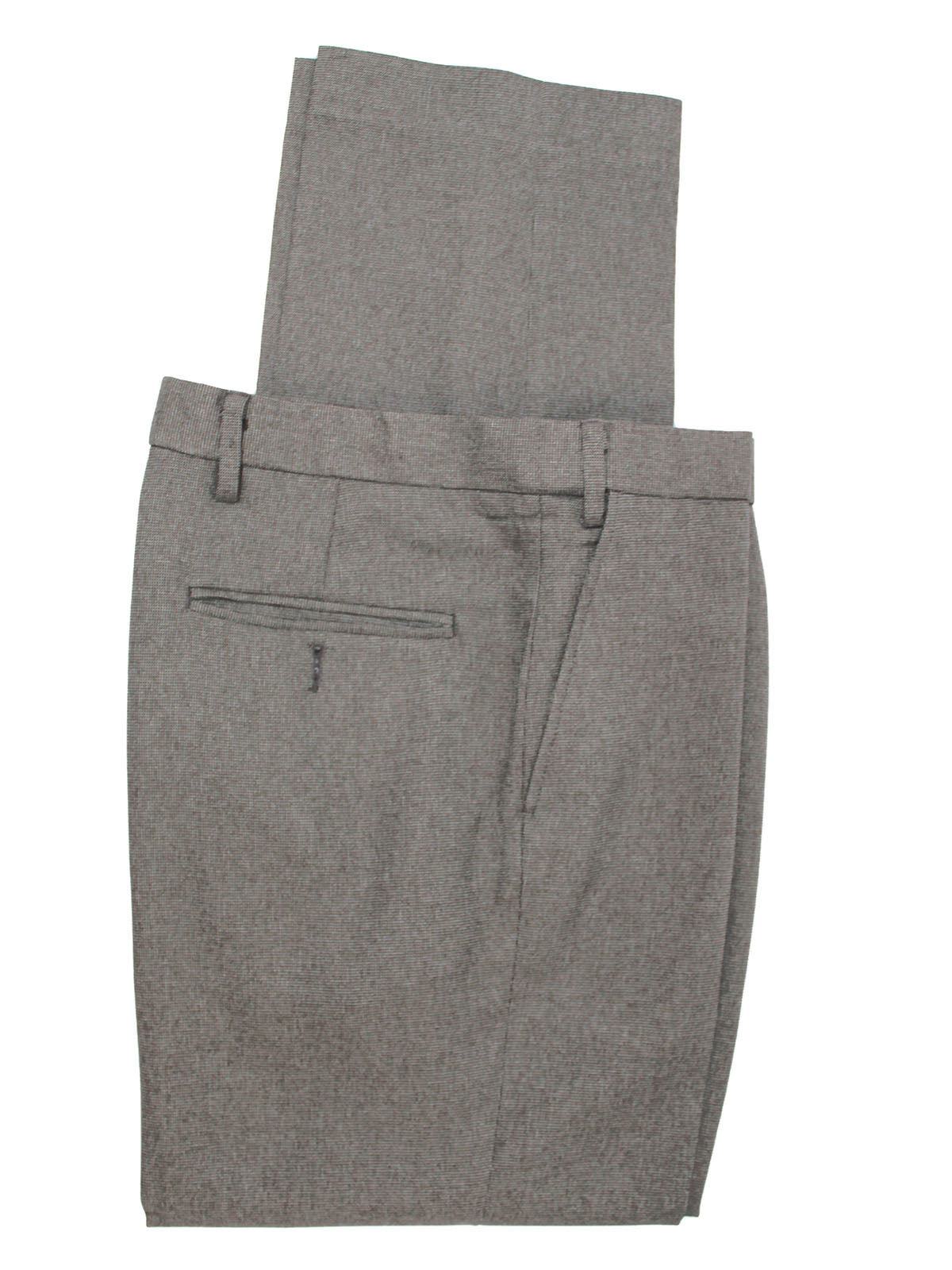 Mens Light Brown Wool Blend Regular Fit Flat Front Trousers