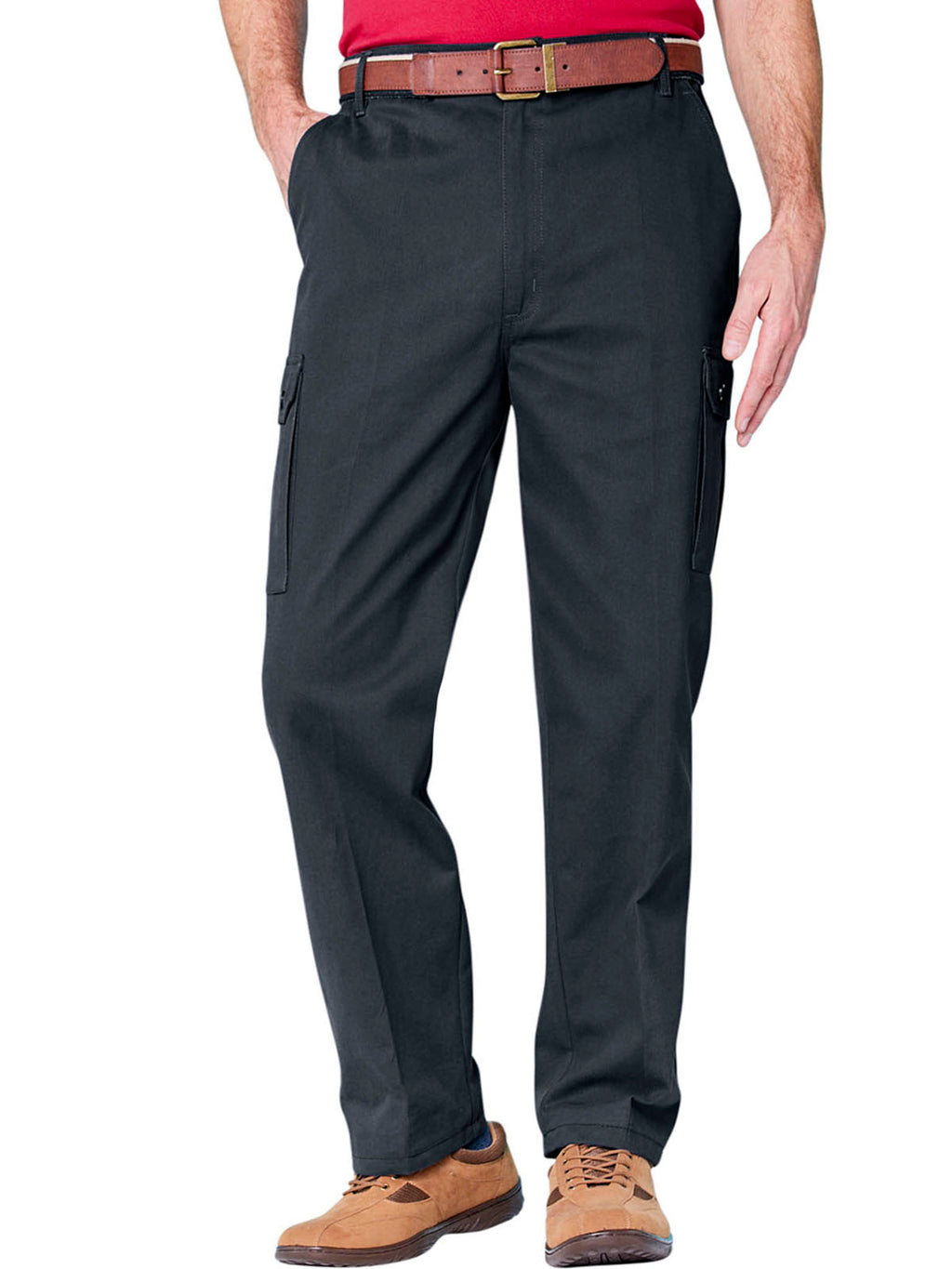 Mens Black Combat Cargo Pure Cotton Side Elasticated Waist Trousers
