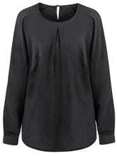 Load image into Gallery viewer, Ladies Black Mona Round Neck Long Sleeve Blouse
