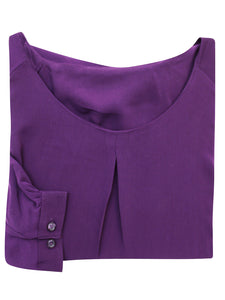 Ladies Aubergine Mona Round Neck Long Sleeve Blouse