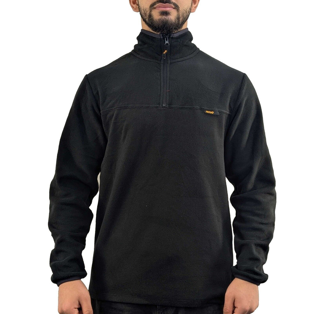 Mens Site Black Anti-Pill Fleece Lightweight  Zip Up Warm Pullover Top