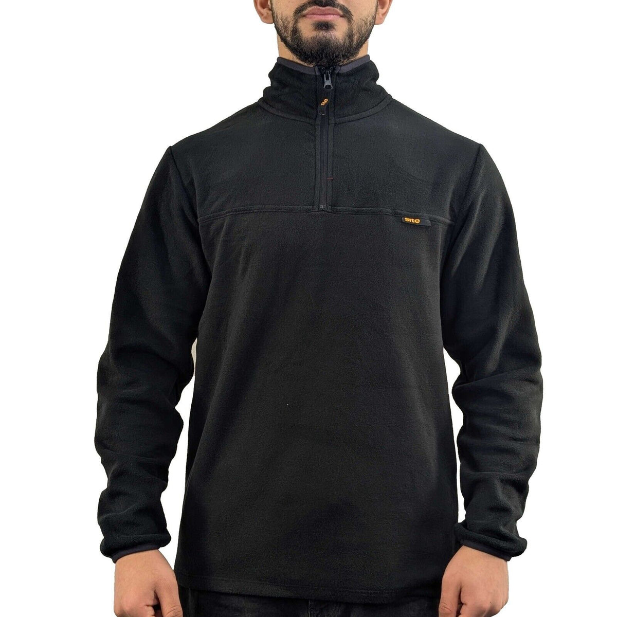 Mens Site Black Anti-Pill Fleece Lightweight  Zip Up Warm Pullover Top