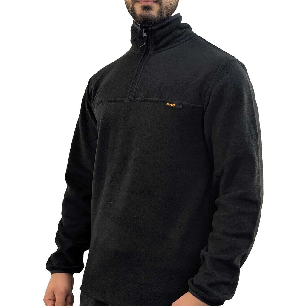 Mens Site Black Anti-Pill Fleece Lightweight  Zip Up Warm Pullover Top