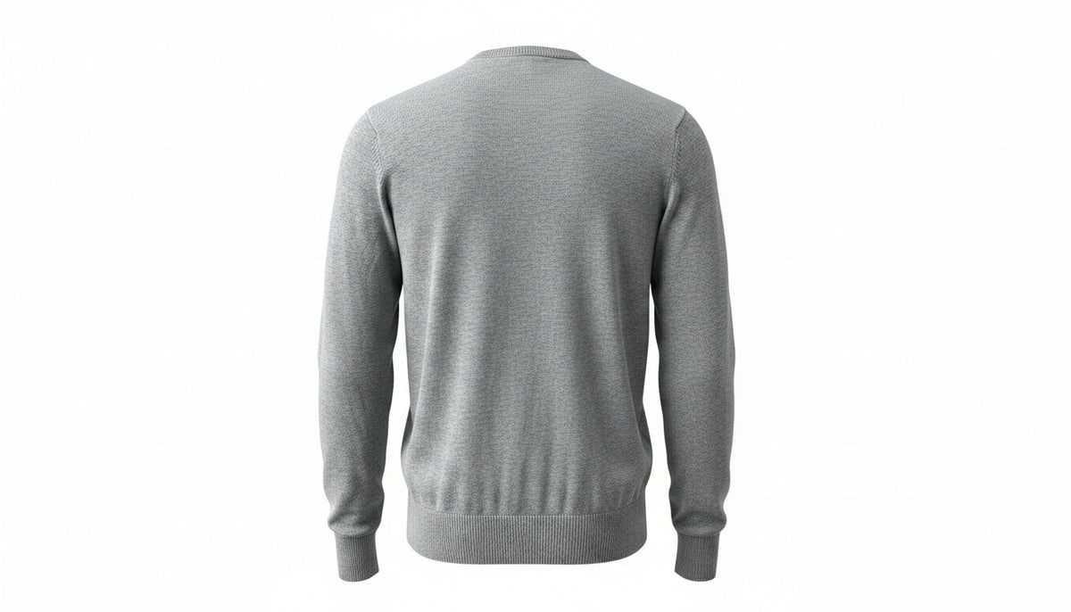 Mens Light Grey Soft Cotton Knit Bird Crest Embroidery Longsleeve Warm Jumper (L