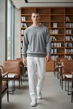 Load image into Gallery viewer, Mens Light Grey Soft Cotton Knit Bird Crest Embroidery Longsleeve Warm Jumper (L
