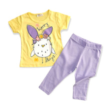 Load image into Gallery viewer, Girls Happy Days Shortsleeve Top &amp; Elasticated Waist Leggings
