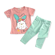 Load image into Gallery viewer, Girls Happy Days Shortsleeve Top &amp; Elasticated Waist Leggings
