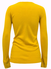 Load image into Gallery viewer, Ladies Mustard Ribbed V-Neck Soft Knit Long Sleeve Jumper
