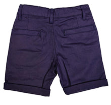 Load image into Gallery viewer, Boys Navy Adjustable Waist Skinny Fit Turn Up Hem Shorts
