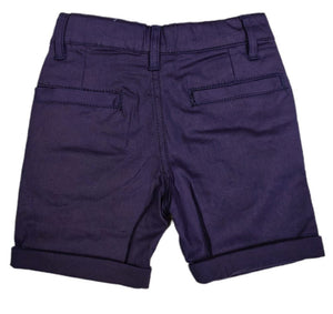 Boys Navy Adjustable Waist Skinny Fit Turn Up Hem Shorts