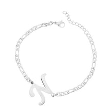 Load image into Gallery viewer, Ladies Girls Silver Stainless Steel Titatnium Single Letter Initial Bracelets
