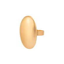 Load image into Gallery viewer, Ladies Gold Plated Matte Smooth Oval Geometric Adjustable Fit Open Band Rings
