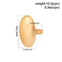Load image into Gallery viewer, Ladies Gold Plated Matte Smooth Oval Geometric Adjustable Fit Open Band Rings

