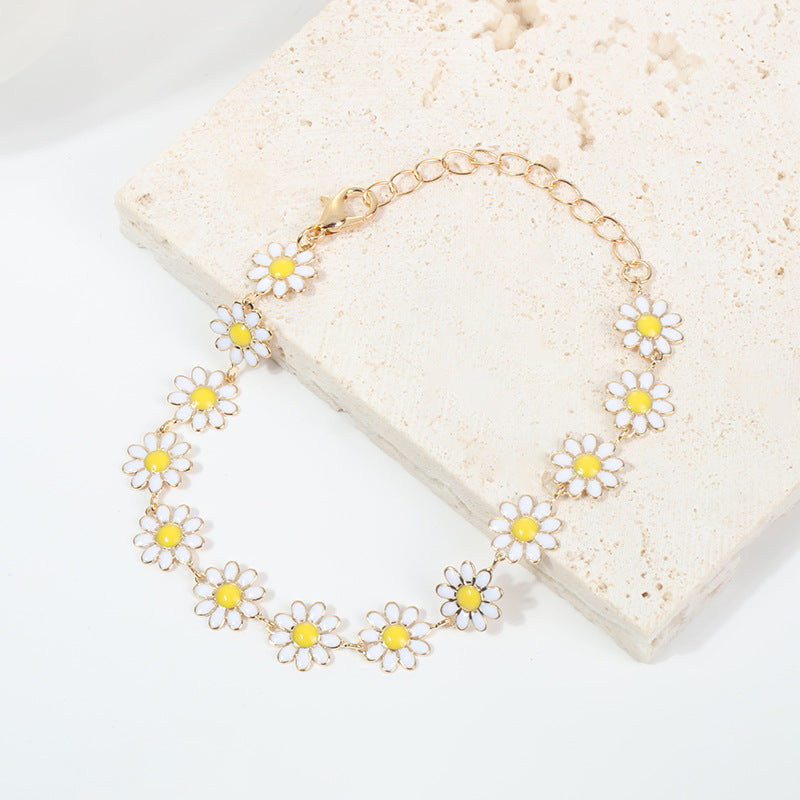 Ladies Cute White Sweet Daisy Sunshine Flower Bracelets