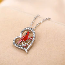 Load image into Gallery viewer, Silver necklaces with Cardinal Red Bird Heart Pendant
