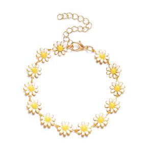 Ladies Cute White Sweet Daisy Sunshine Flower Bracelets