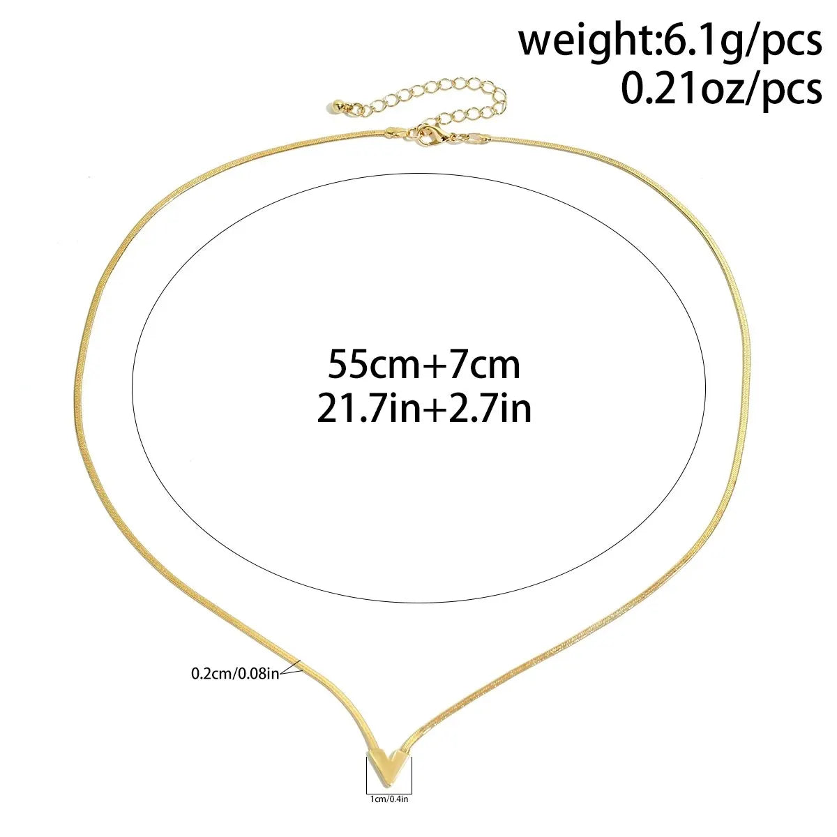 Ladies V Shape Pendant Flat Snake Clavicle Chain Choker Necklace