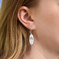 Ladies Silver Bohemian Vintage Metal Handcarved Flower Hook Earrings