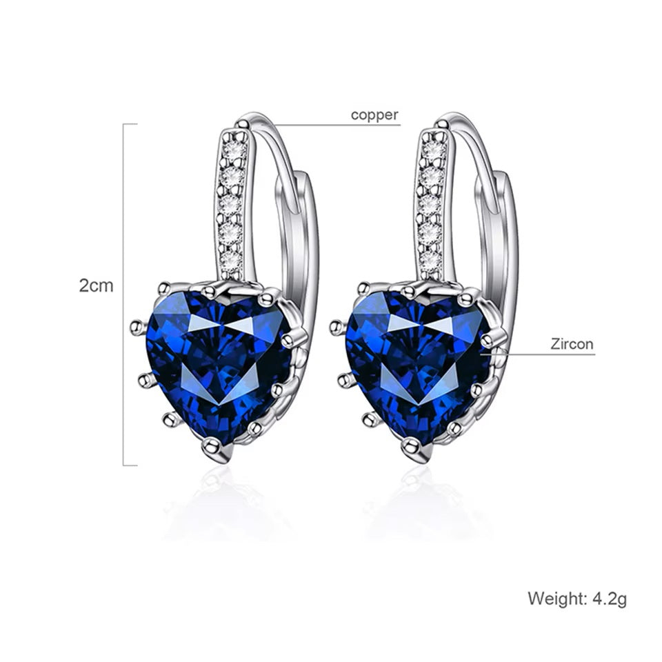 Ladies Girls Cute Silver Sterling Crystal Huggie Hoop Earrings