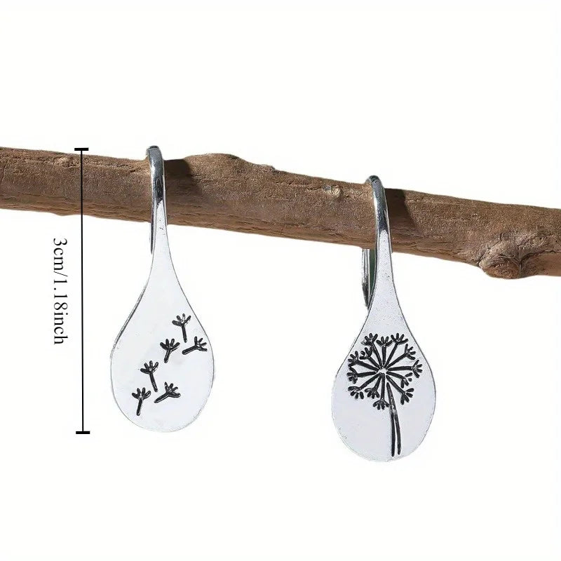 Ladies 925 Sterling Silver Flower Dandelion Shape Hook Earrings
