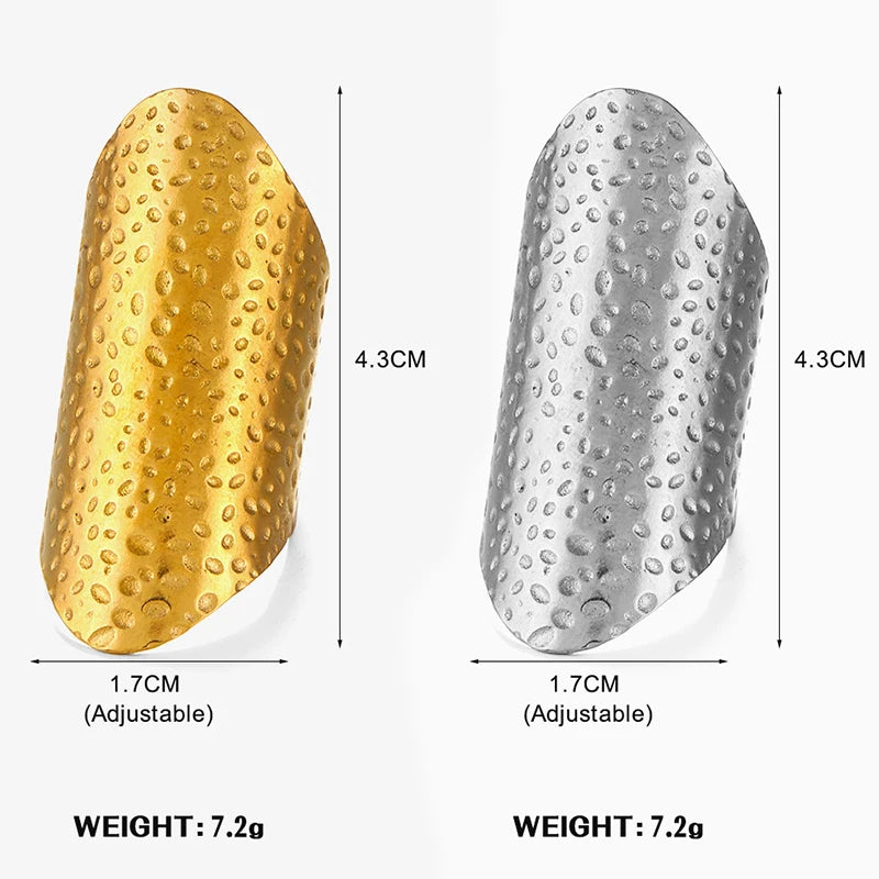 Ladies Gold Silver Smooth Bubble Design Stainless Steel Adjustable Ring