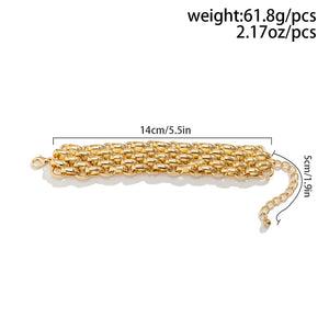 Ladies Gold Chunky Thick Oval Interlink Weave Chain Bracelets