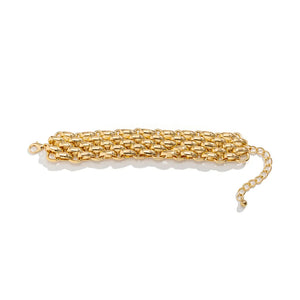 Ladies Gold Chunky Thick Oval Interlink Weave Chain Bracelets