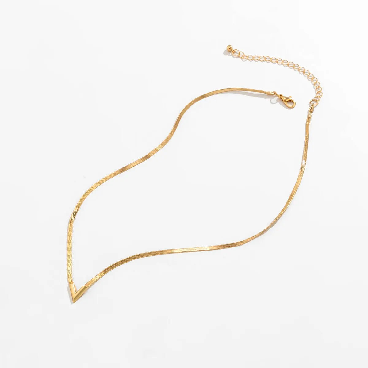 Ladies V Shape Pendant Flat Snake Clavicle Chain Choker Necklace