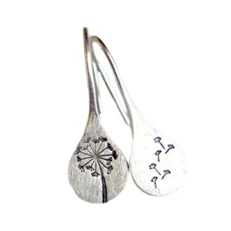 Ladies 925 Sterling Silver Flower Dandelion Shape Hook Earrings