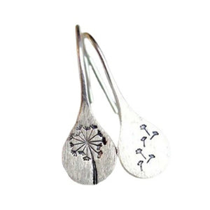 Ladies 925 Sterling Silver Flower Dandelion Shape Hook Earrings